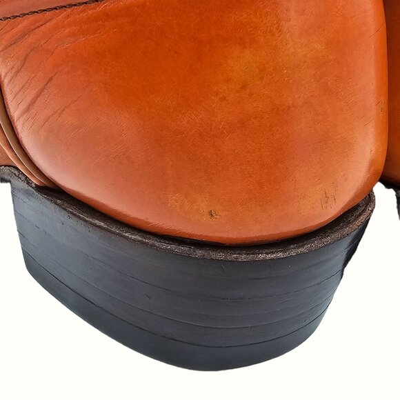 Kangaroo Exotic Bona Allen Cowboy Boots Mens 8D Rust Orange Leather Western 8268 - Picture 11 of 16